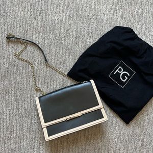 Black and beige purse/clutch with chain
